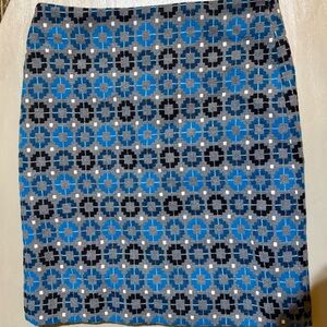 Talbots Blue and Black Geometric Pencil Skirt